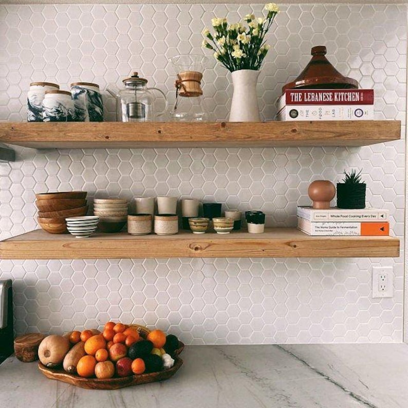 Custom Pine Floating Shelves: Rustic Wood Wall Shelves with Hidden Bracket image 19
