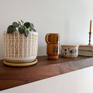 Walnut Floating Shelf for Modern Home, Wall Shelf with Hidden Bracket, Wood Shelf Open Shelving for Kitchen image 1