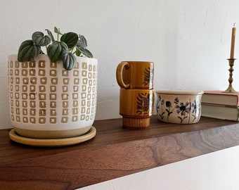 Walnut Floating Shelf for Modern Home, Wall Shelf with Hidden Bracket, Wood Shelf Open Shelving for Kitchen