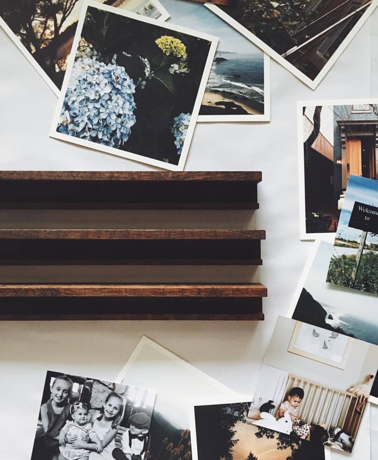 Wooden Picture Ledge for Family Photos, Photo Shelf Gift for Her