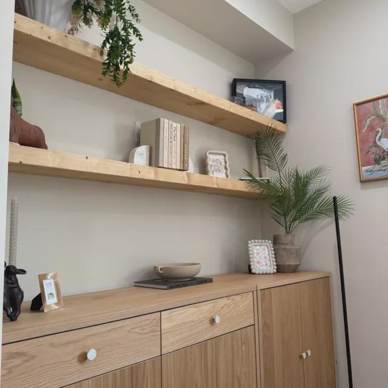 Custom Pine Floating Shelves: Rustic Wood Wall Shelves with Hidden Bracket image 4