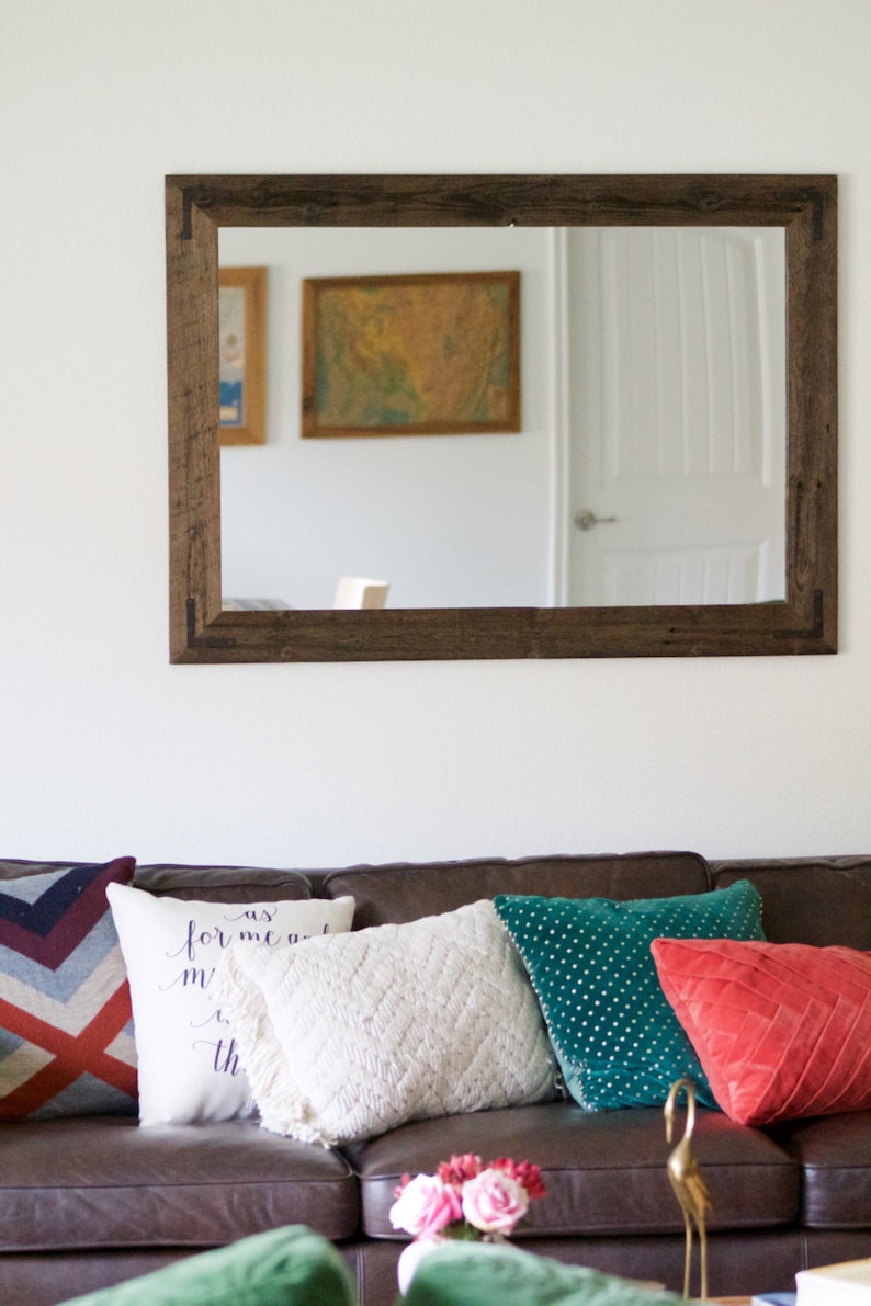 Large Wood Mirror, Rustic Wall Mirror, Large Wall Mirror, Vanity Mirror, Large Bathroom Mirror, Rustic Mirror, Reclaimed Wood Mirror, Frame image 4