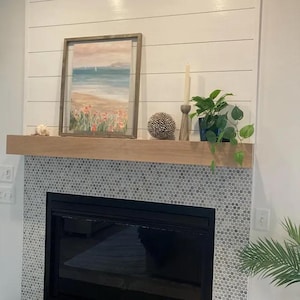 White Oak Fireplace Mantel with Bracket: Floating Wood Shelf - Decorative Shelf image 9