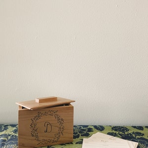 Engraved Monogram Recipe Box, Personalized Monogram Photo Box, Personalized Keepsake Box, Personalized Wedding Gift, Wooden Keepsake Box image 9