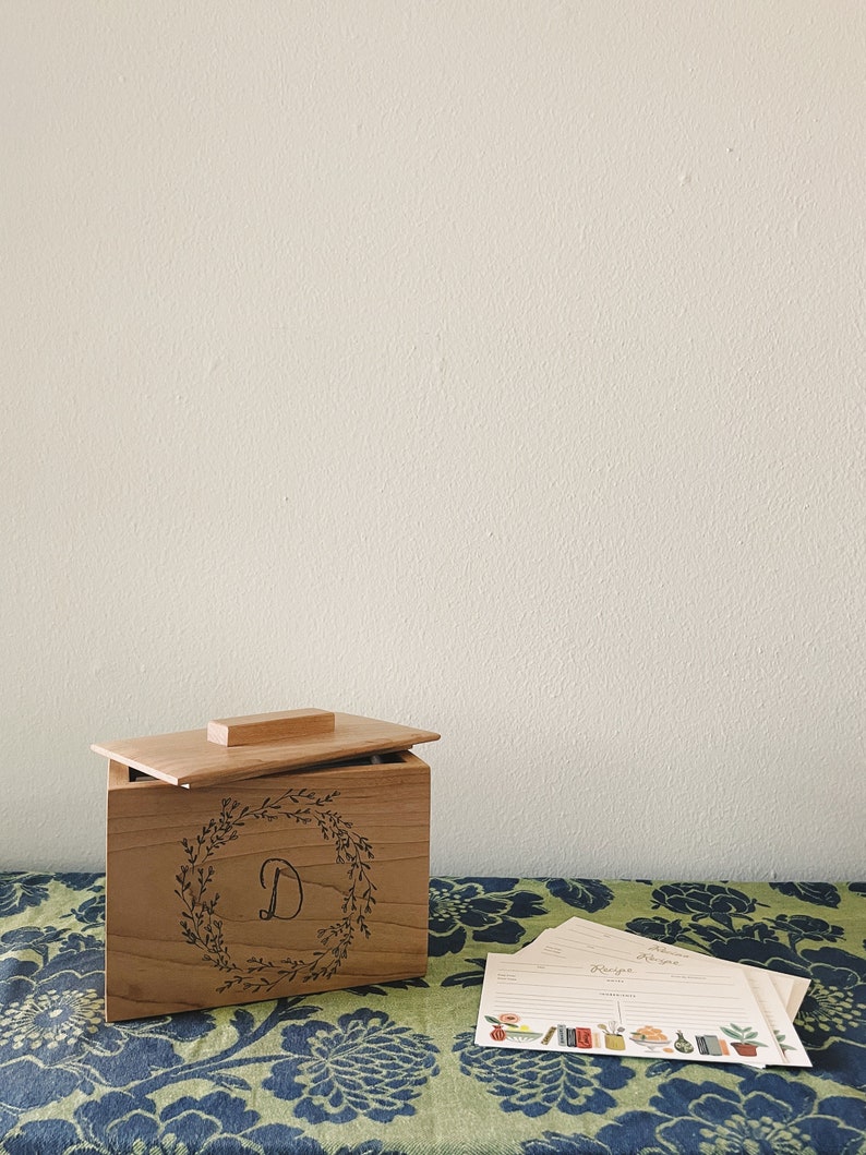 Engraved Monogram Recipe Box, Personalized Monogram Photo Box, Personalized Keepsake Box, Personalized Wedding Gift, Wooden Keepsake Box image 9
