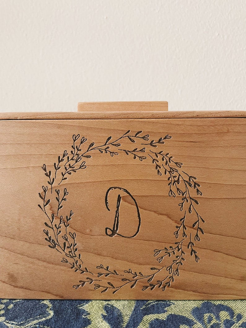 Engraved Monogram Recipe Box, Personalized Monogram Photo Box, Personalized Keepsake Box, Personalized Wedding Gift, Wooden Keepsake Box image 8