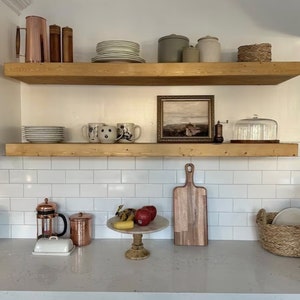 Custom Wood Floating Shelves: Handmade Rustic Kitchen Shelving