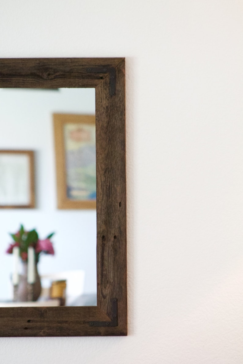 Large Wood Mirror Rustic Wall Vanity Bathroom Reclaimed Frame