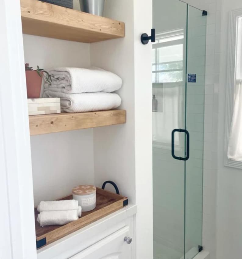 Custom Pine Floating Shelves: Rustic Wood Wall Shelves with Hidden Bracket image 13