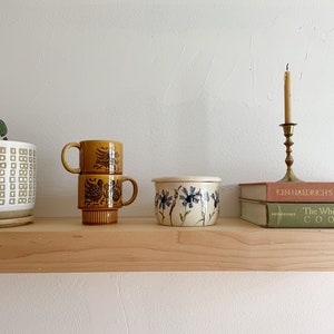 Floating Shelves in White Oak, Maple, Walnut and Pine, Wood Kitchen Shelves, Long Floating Shelves image 7