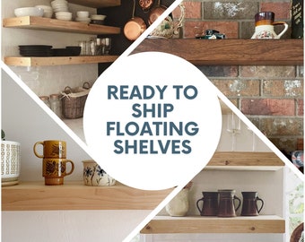 Ready to Ship Floating Shelves - Floating Shelf for Modern Home, Wall Shelf with Hidden Bracket, Wood Shelf Open Shelving for Kitchen