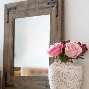 Reclaimed Wood Framed Mirror, Custom Sizes 18x18 (Brackets)