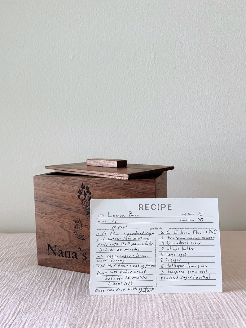 Personalized Recipe Box for Grandma Engraved Wooden Recipe Etsy