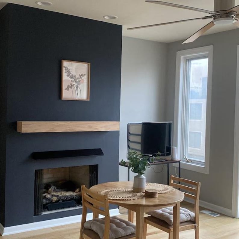 White Oak Fireplace Mantel with Bracket: Floating Wood Shelf - Decorative Shelf image 1