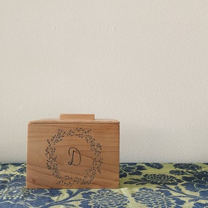 Engraved Monogram Recipe Box, Personalized Monogram Photo Box, Personalized Keepsake Box, Personalized Wedding Gift, Wooden Keepsake Box image 7