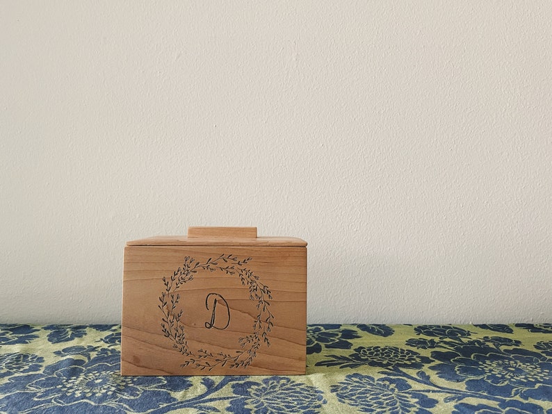 Engraved Monogram Recipe Box, Personalized Monogram Photo Box, Personalized Keepsake Box, Personalized Wedding Gift, Wooden Keepsake Box image 7