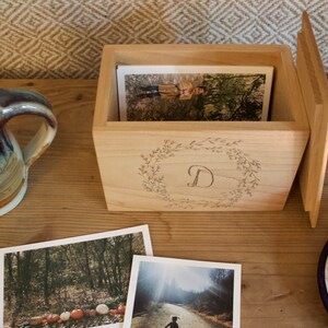 Engraved Monogram Recipe Box, Personalized Monogram Photo Box, Personalized Keepsake Box, Personalized Wedding Gift, Wooden Keepsake Box image 6