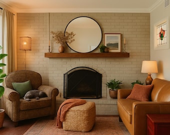 Walnut Fireplace Mantel Shelf with Hidden Bracket