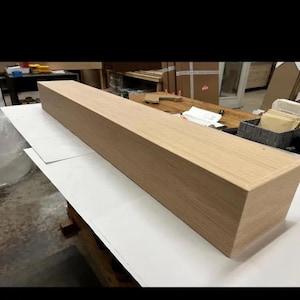 White Oak Fireplace Mantel with Bracket: Floating Wood Shelf - Decorative Shelf image 4