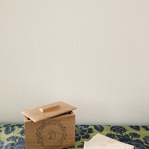 Engraved Monogram Recipe Box, Personalized Monogram Photo Box, Personalized Keepsake Box, Personalized Wedding Gift, Wooden Keepsake Box image 5