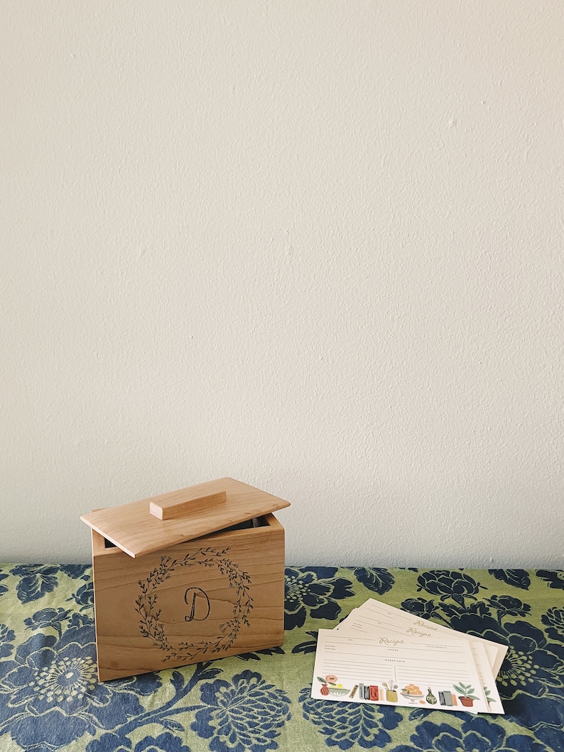 Engraved Monogram Recipe Box, Personalized Monogram Photo Box, Personalized Keepsake Box, Personalized Wedding Gift, Wooden Keepsake Box image 5