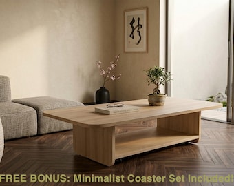 Japandi mobiele salontafel CNC-plattegrond | Minimalistische lage tafel voor kleine appartementen | Verborgen hondenbotten schrijnwerk multiplex 18 mm digitale DXF SKP