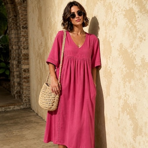 pink linen dress australia Pink Linen Dress