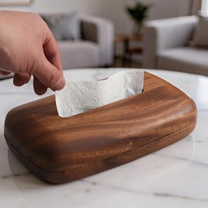 Funda para caja de pañuelos de madera de nogal, soporte rectangular para pañuelos para baño y sala de estar, dispensador de pañuelos de madera moderno, regalo de inauguración de casa