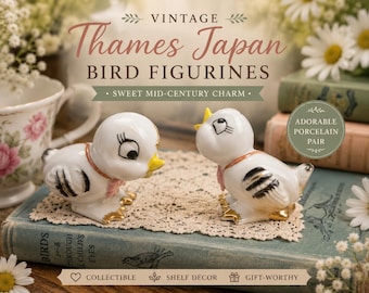 Vintage Thames Japan Porcelain Birds Pair | Mid-Century Hand-Painted Figurines