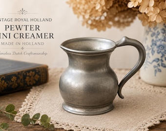 Vintage Royal Holland Pewter Creamer | Mid-Century Dutch Pitcher, Cottagecore Decor