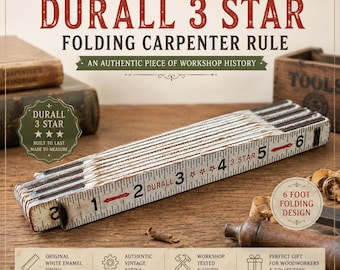Vintage Durall 3 Star Folding Carpenter Rule | 6 Foot Wood Measuring Stick