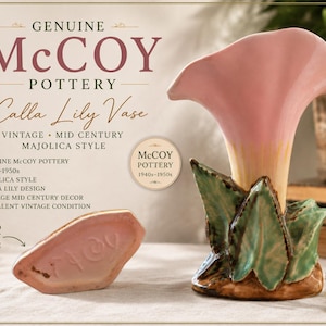 Vintage McCoy Pink Calla Lily Vase – Mid Century Art Pottery Floral Arrangement