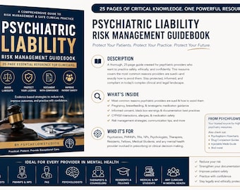 The Psychiatric Provider Liability Guidebook | Common Liability Concerns and Risk Management Tools for PMHNPs, Psychiatrists, & Therapists