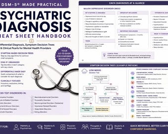 Psychiatric Diagnosis Cheat Sheet Handbook | DSM-5 Differential Diagnosis & Symptom Decision Trees for Mental Health Providers