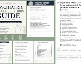 Psychiatric Intake Questions Guide | PMHNP & Therapist Assessment Resource | Mental Health Interview Cheat Sheet | Psychiatric Evaluation