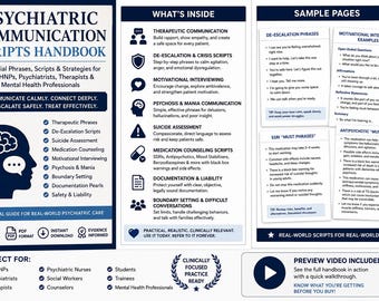 Psychiatric Communication Scripts Handbook for PMHNPs & Therapists | De-Escalation, Crisis Intervention, and Therapeutic Language Guide