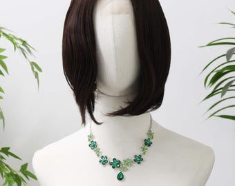 Peluca corta lisa de color marrón oscuro, 25 cm, gorro ajustable, encaje frontal, cabello humano hecho a mano para uso diario.
