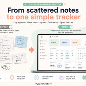 Bill Payment Calendar Spreadsheet Excel Google Sheets Template, Due Date Payment Tracker image 11