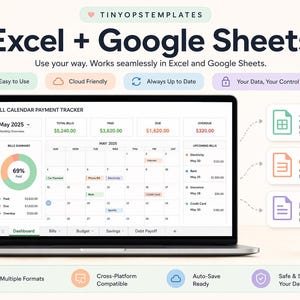 Bill Payment Calendar Spreadsheet Excel Google Sheets Template, Due Date Payment Tracker image 10