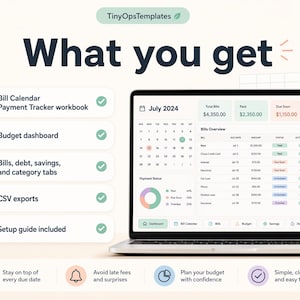 Bill Payment Calendar Spreadsheet Excel Google Sheets Template, Due Date Payment Tracker image 2