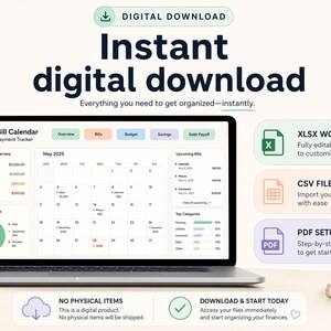 Bill Payment Calendar Spreadsheet Excel Google Sheets Template, Due Date Payment Tracker image 9