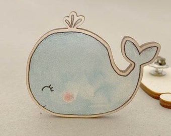 Wooden pin - whale