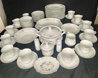 Diane by Fine China of Japan - 73 piece Estate Set of Vintage Platinum Trimmed