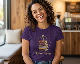 Camiseta "Libros y vino: mi lenguaje del amor" / Camiseta de lectura