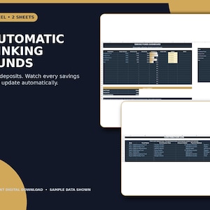 Foglio di calcolo per l'accantonamento automatico di fondi di risparmio in Excel / Dashboard degli obiettivi di risparmio e strumento di monitoraggio dei contributi