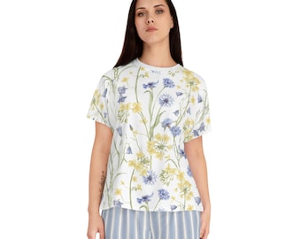 NUA Wildflower Dampyjamaset | Blommig kort pyjamaströja och randiga shorts