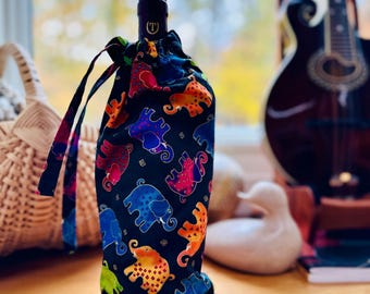 Fabric Wine Bag | Elephant | Gift Bag | Reusable Bag | Wine Gift Bag | Reusable Gift Bags | Eco Friendly | Wine Bag  | Gift Tag