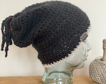 Wool Hat | Scarf | Slouch Hat | Large Hat | Crocheted Hat | Wool Scarf | Loose Hat | Black Hat | Knit Hat | Knit Scarf