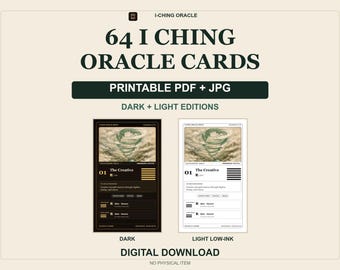 64 cartes Oracle du Yi Jing à imprimer : versions foncée et basse consommation, PDF et JPG