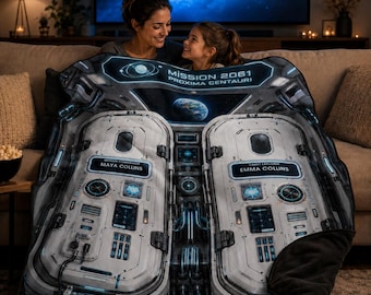Personalized Sci-Fi Mission Blanket for Two, Custom Names & Ranks (60"x80")